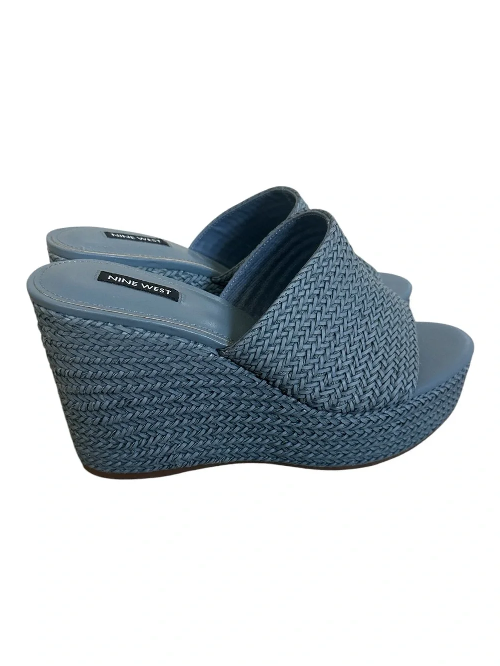 Nine West Blue Woven Platform Wedge Sandals